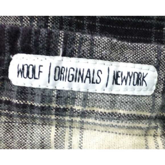 Won Woolf Originals Mens Plaid Flannel Shirt XXL Black & White 100% Cotton Long - Picture 3 of 11